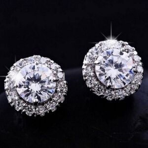 Luxury White Zircon 925 Stud Earrings